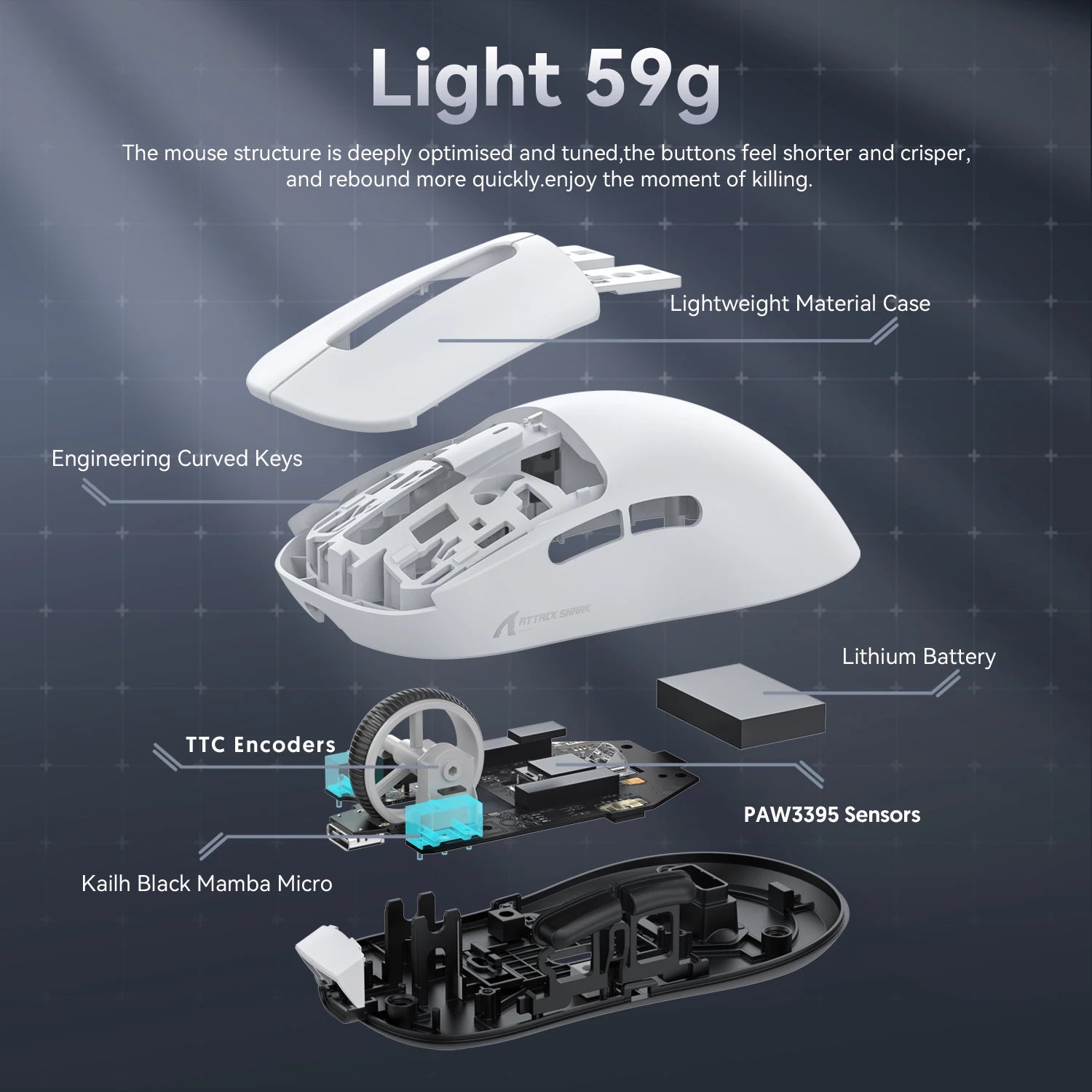 Attack Shark  X3 PAW3395 26KDPI Wireless Mouse Lightweight  Tri-Mode Connection Macro Gaming Mouse  for Win/Xbox/PS/Mac