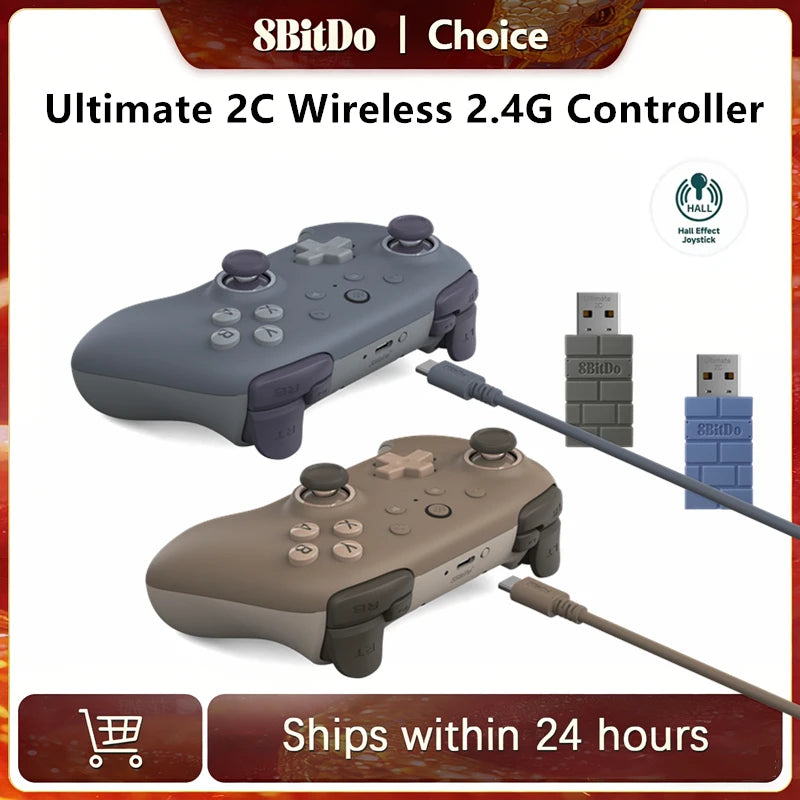 8BitDo New Ultimate 2C Wireless 2.4G Gaming Controller with Hall Effect Joystick for PC Steam Deck Raspberry Pi Android
