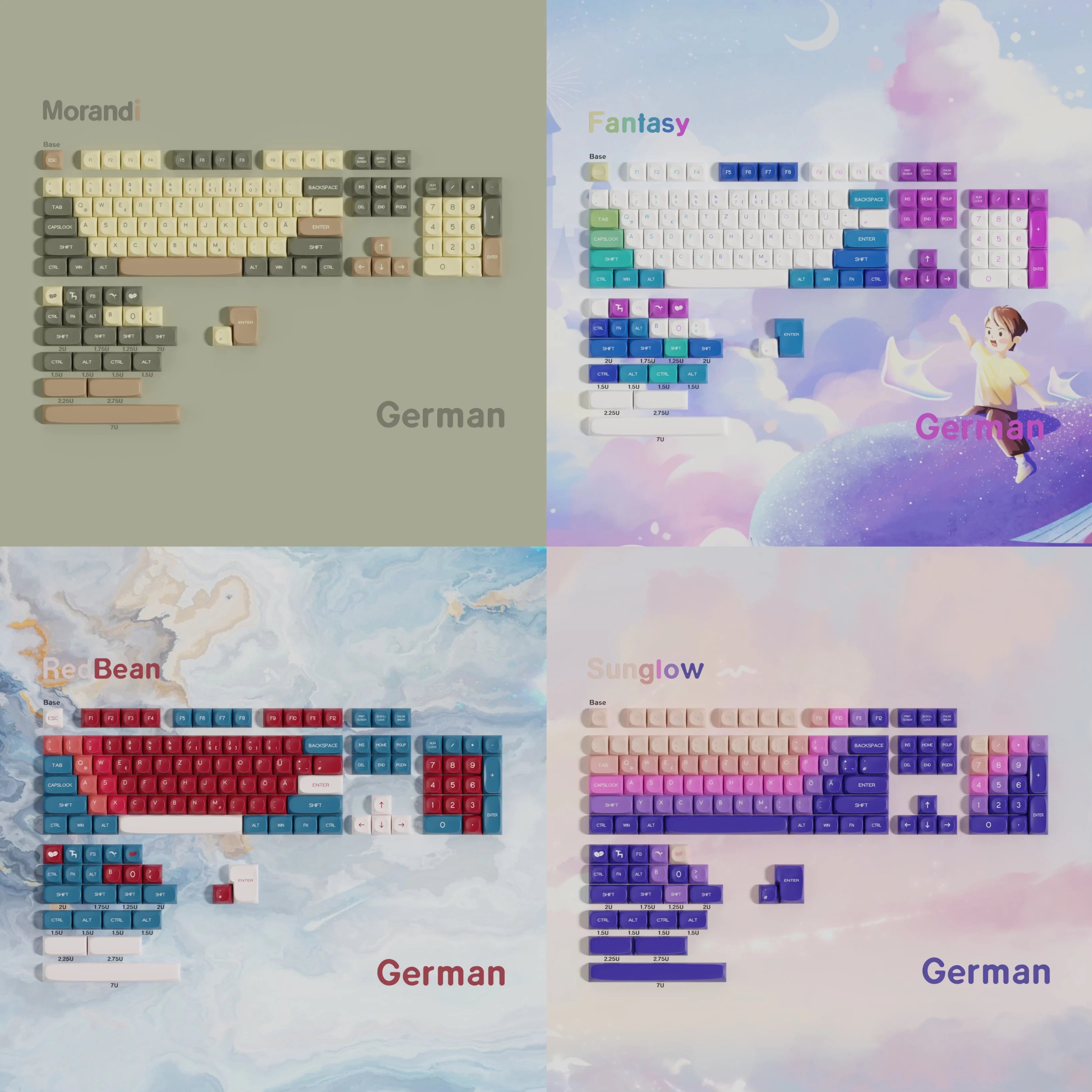 German Keyboard Keycaps MOA PBT Keycap 5-sided Dye Sublimation DE Key Caps For Cherry Mx Switch Mechanical Keyboard ISO Layout