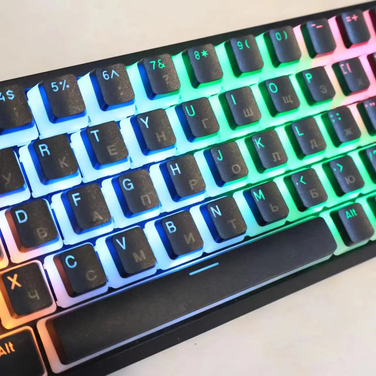 Cyrillic/Russian Pudding Keycaps Layout Keycap for Mechanical Keyboards Keycap Double Shot PBT Full 117 Keys Set Keycaps ISO Key