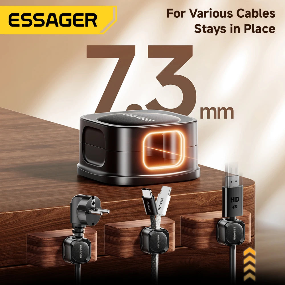 Essager Magnetic Cable Clips Cable Smooth Adjustable Cord Holder Cable Management Wire Keeper Under Desk Cable Organizer Holder