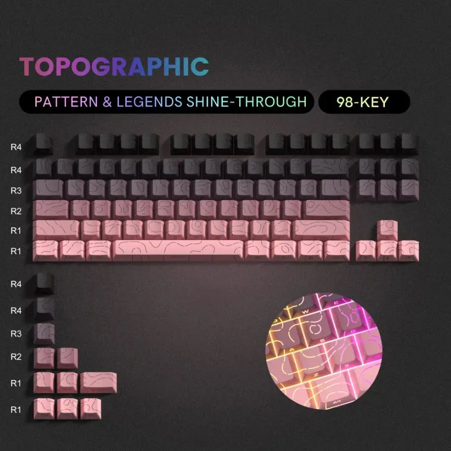 Contour 4.0 Side Engraved Keycap PBT Translucent 97 Key Gaming Mechanical Keyboard Key Cap White For Magnetic Switch F75 GMK87