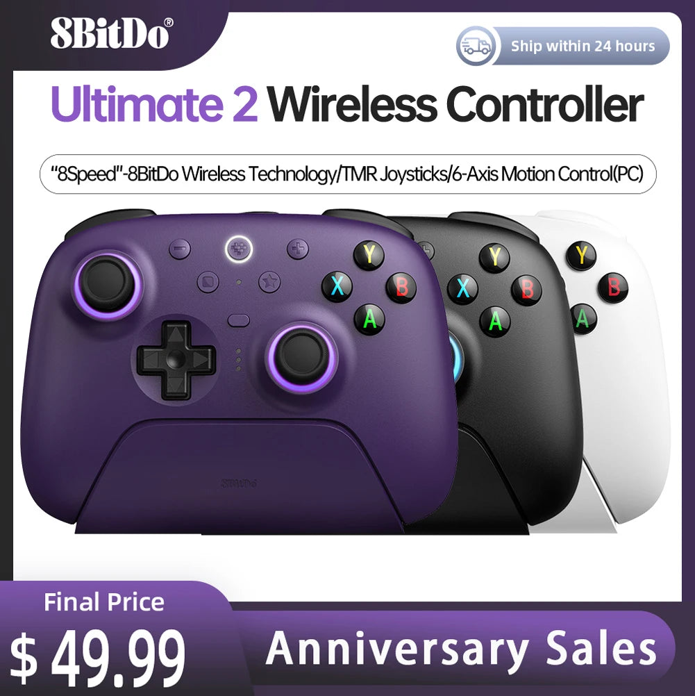 8BitDo Ultimate 2 Wireless Controller Gamepad With 8Speed Exclusive Technology TMR RGB Lighting Joysticks for PC Android