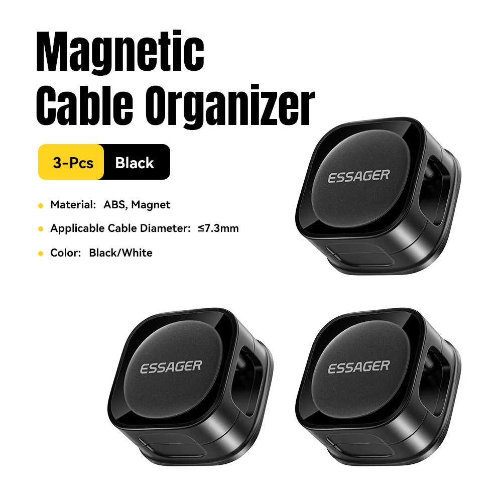 Essager Magnetic Cable Clips Cable Smooth Adjustable Cord Holder Cable Management Wire Keeper Under Desk Cable Organizer Holder