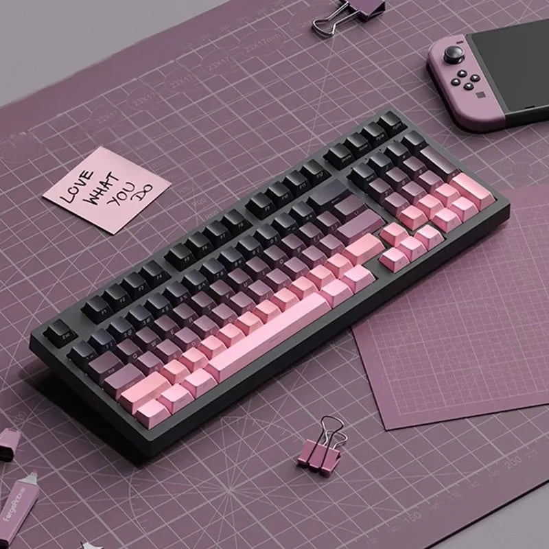 Gradient Keycaps Side Printed Shine Through PBT Double Shot OEM Profile for MX Switches Gaming Keyboard 130+Key Caps