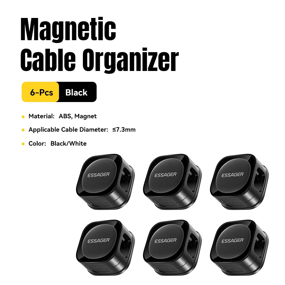 Essager Magnetic Cable Clips Cable Smooth Adjustable Cord Holder Cable Management Wire Keeper Under Desk Cable Organizer Holder