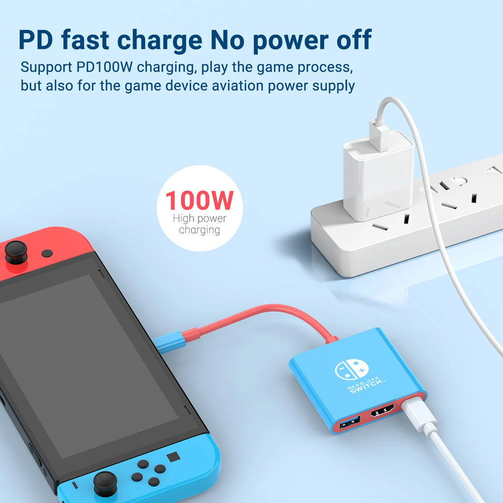 3-in-1 USB C to HDMI 4K HUB Type C Adapter Thunderbolt 3/4 100W PD USB 3.0 Docking Station for Switch MacBook Laptop Phone