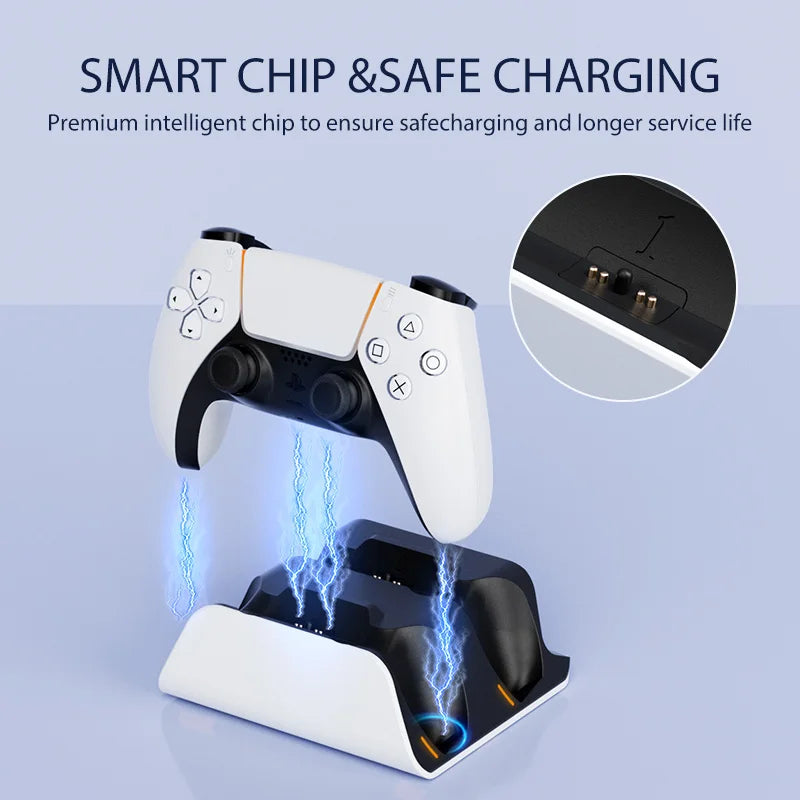Dual Fast Charging Dock for PS5 Controllers – Wireless Gamepad Charging Station Stand for PlayStation 5 Accessories