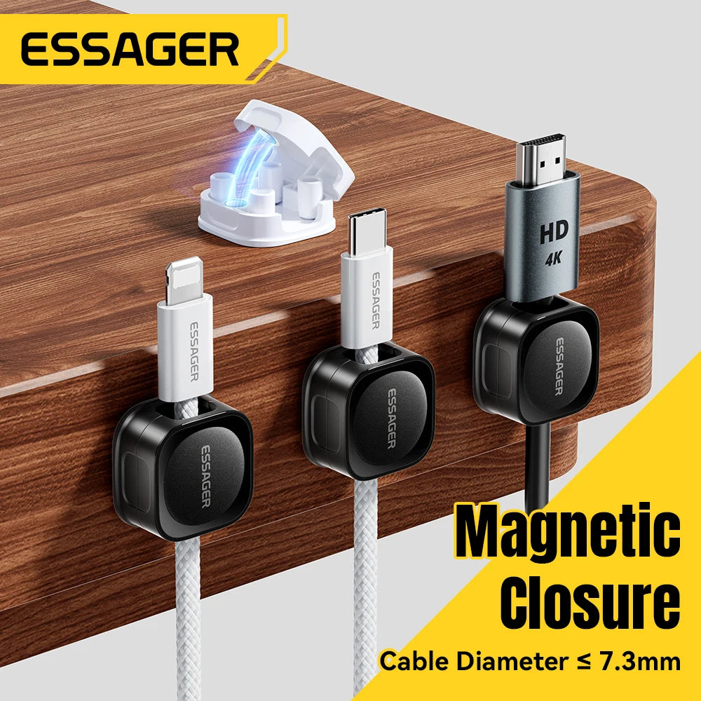 Essager Magnetic Cable Clips Cable Smooth Adjustable Cord Holder Cable Management Wire Keeper Under Desk Cable Organizer Holder