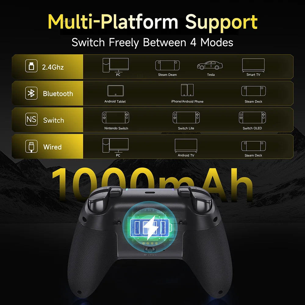 EasySMX X05Pro Charging Dock Controller for PC/Switch/Phone, Silent Button, 1000mAh Battery, Hall Joystick, RGB, Ergonomic Grip