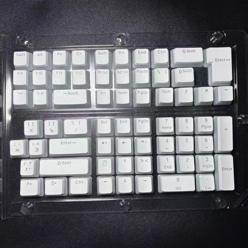 Cyrillic/Russian Pudding Keycaps Layout Keycap for Mechanical Keyboards Keycap Double Shot PBT Full 117 Keys Set Keycaps ISO Key