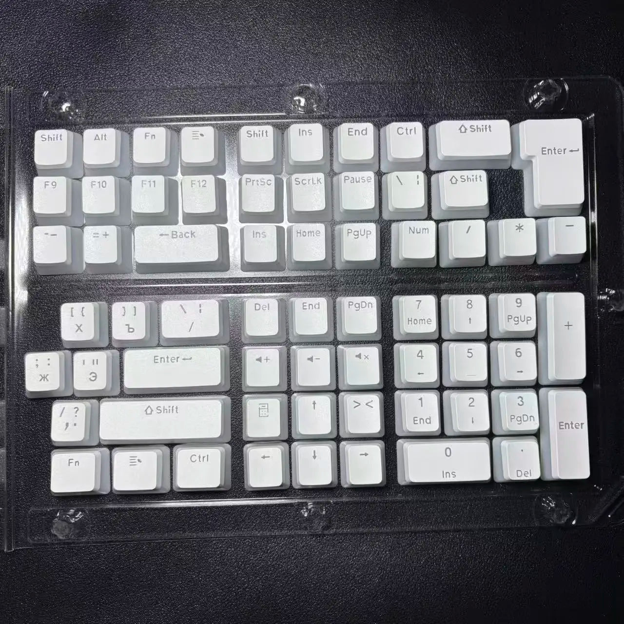 Cyrillic/Russian Pudding Keycaps Layout Keycap for Mechanical Keyboards Keycap Double Shot PBT Full 117 Keys Set Keycaps ISO Key