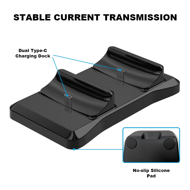GAMINJA Gamepad Dual Port Charger Base for Playstation5 Game Controller PS5 charging stand With Fast Charging AC Adapter 5V 2A