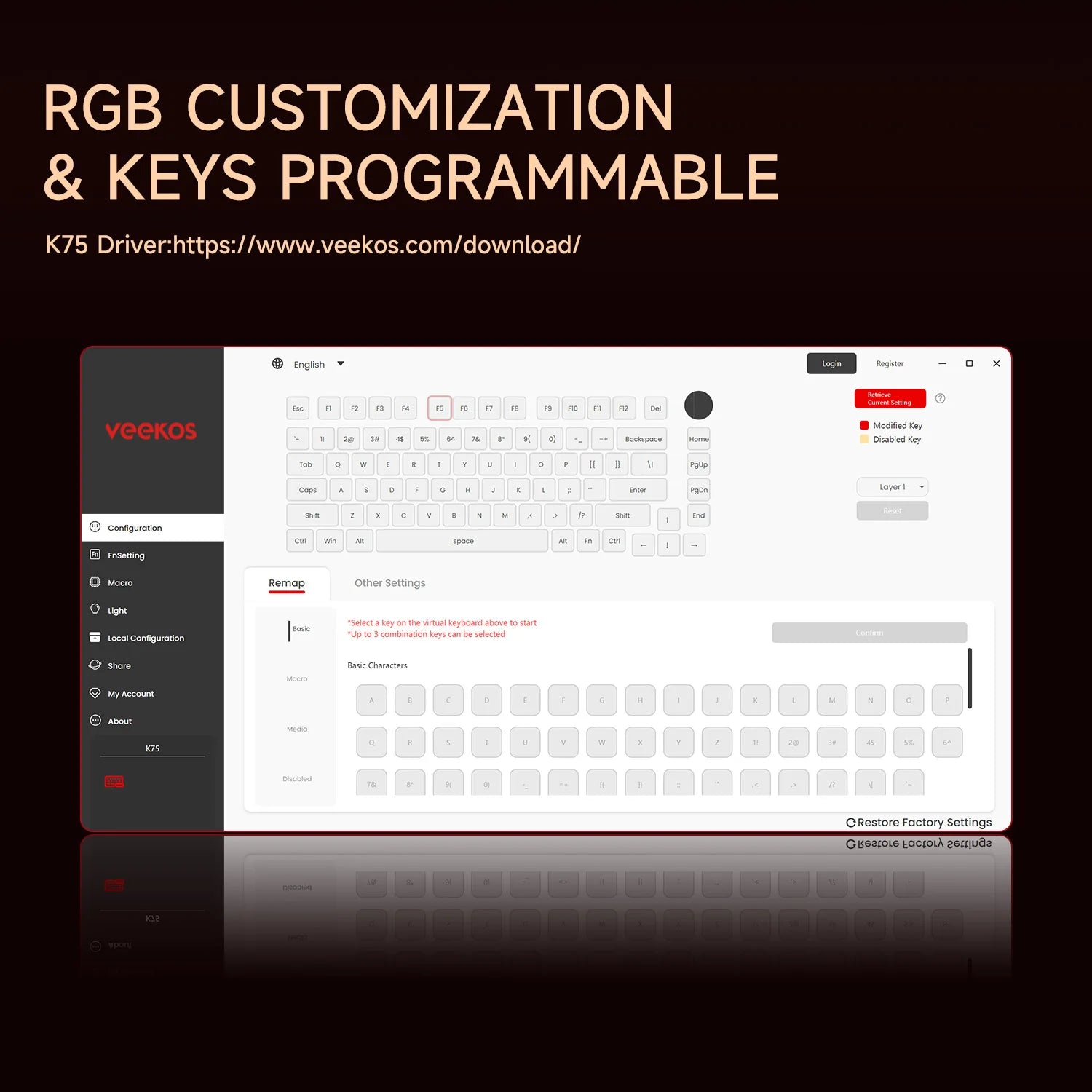 AKKO 5075 X Veekos K75 Gaming Mechanical Keyboard Keyboard 75% RGB 3/5-Pin Hot Swap Wired Customized Keyboard with Knob Gasket