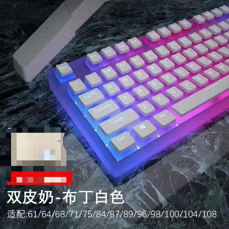 Cyrillic/Russian Pudding Keycaps Layout Keycap for Mechanical Keyboards Keycap Double Shot PBT Full 117 Keys Set Keycaps ISO Key