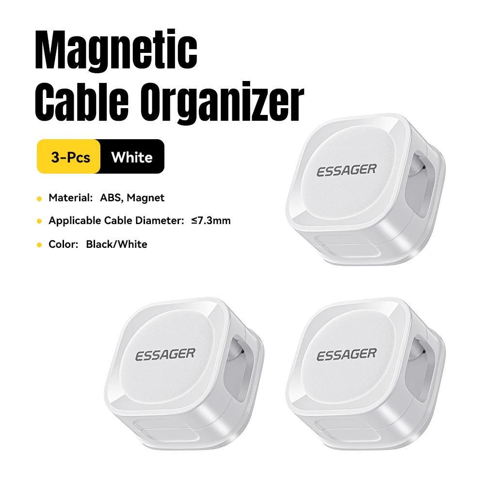 Essager Magnetic Cable Clips Cable Smooth Adjustable Cord Holder Cable Management Wire Keeper Under Desk Cable Organizer Holder