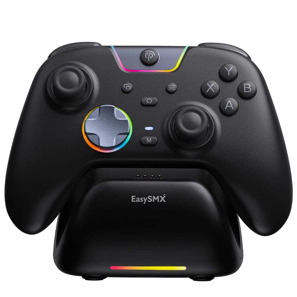 EasySMX X05Pro Charging Dock Controller for PC/Switch/Phone, Silent Button, 1000mAh Battery, Hall Joystick, RGB, Ergonomic Grip