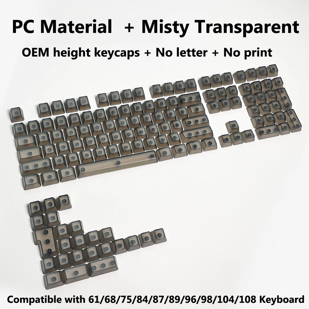 132 Keys Transparent Keycaps with Multi-Language English/ Korea /Russian for Mechanical Keyboard AK820 Pro Clear/ Misty Surface