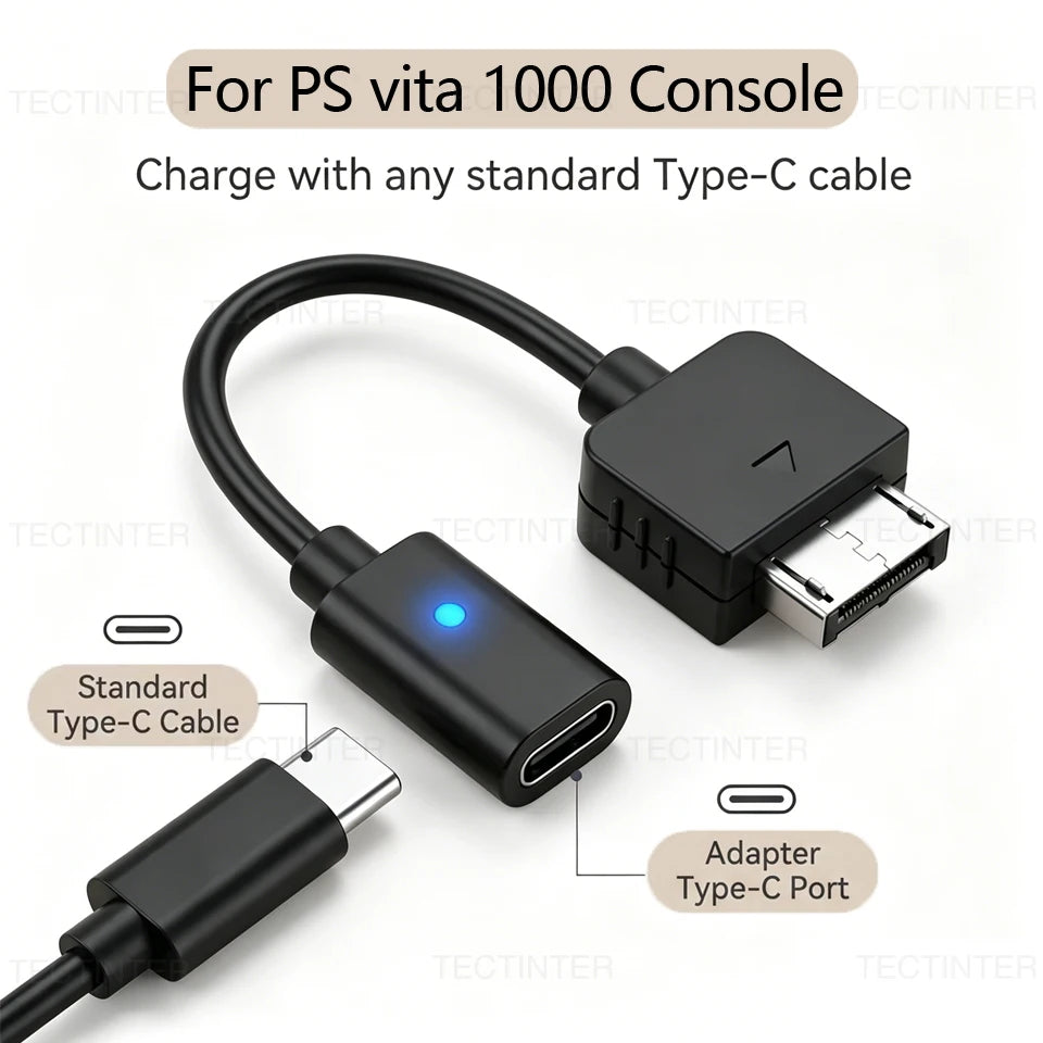 For PS Vita 1000 Console USB C Cable Charging Adapter Type C LED Power Convert Wire Cord for Playstation PSVita 1000 Accessories