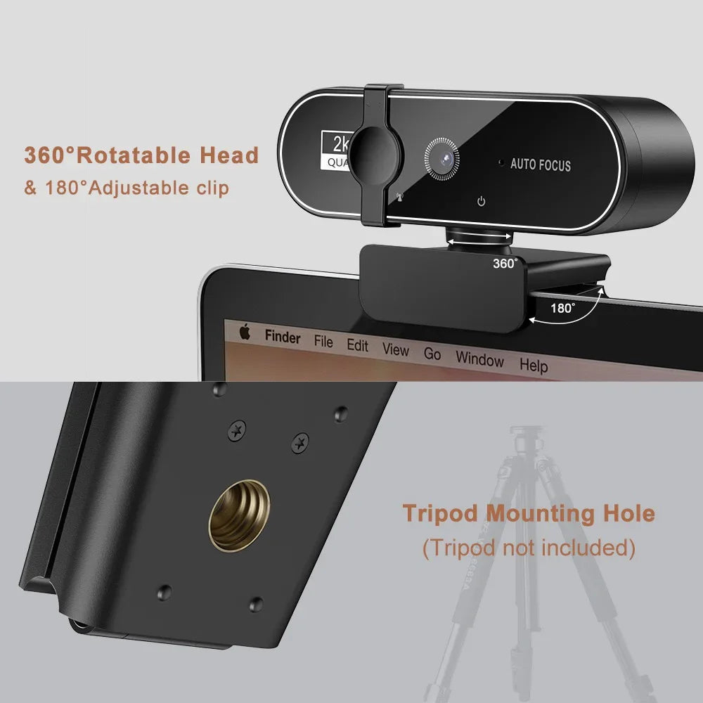 4K HD Webcam Video Camera 2K Autofocus Streaming Web Cam With Microphone Full HD 1080P Webcams for PC/Computer/Laptop