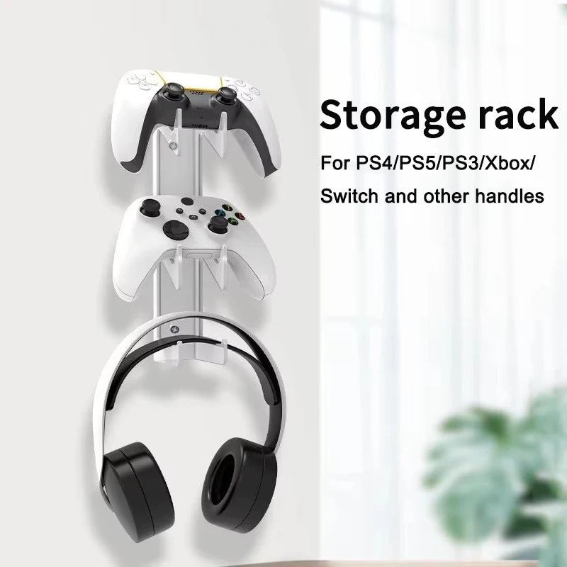 3in1 Clear Wall Mounted Storage Rack Headset Gamepad Display Stand Holder for PS5 PS4 XBOX Switch Controller Gaming Accessories