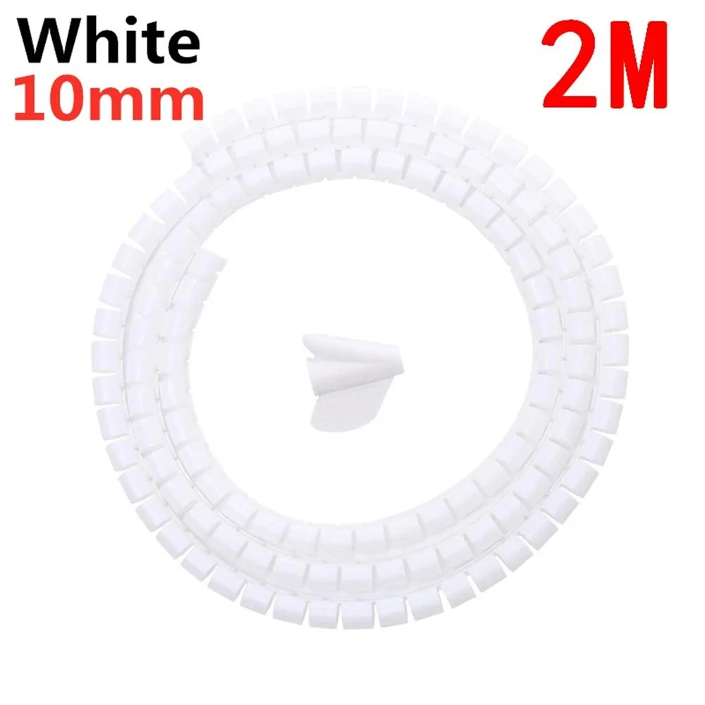 2M Cable Tube Clip Cable Organizer Flexible Spiral Wire Protector Computer Cord Protective Tube Clip Desk Tidy Management Tools