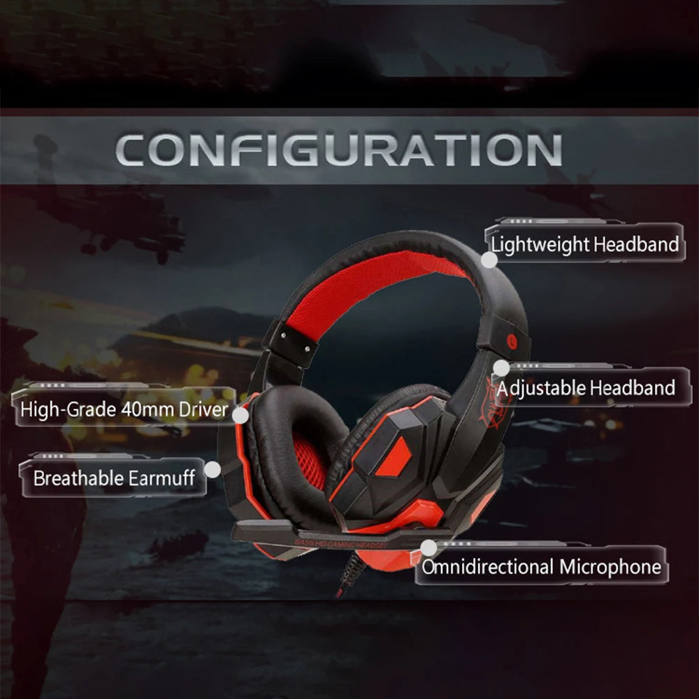 Gaming Headphones 3.5mm Wired PC Bass Stereo Gamer Headset Phone Laptop Earphone Helmet With Microphone For PS4 Xbox One Switch