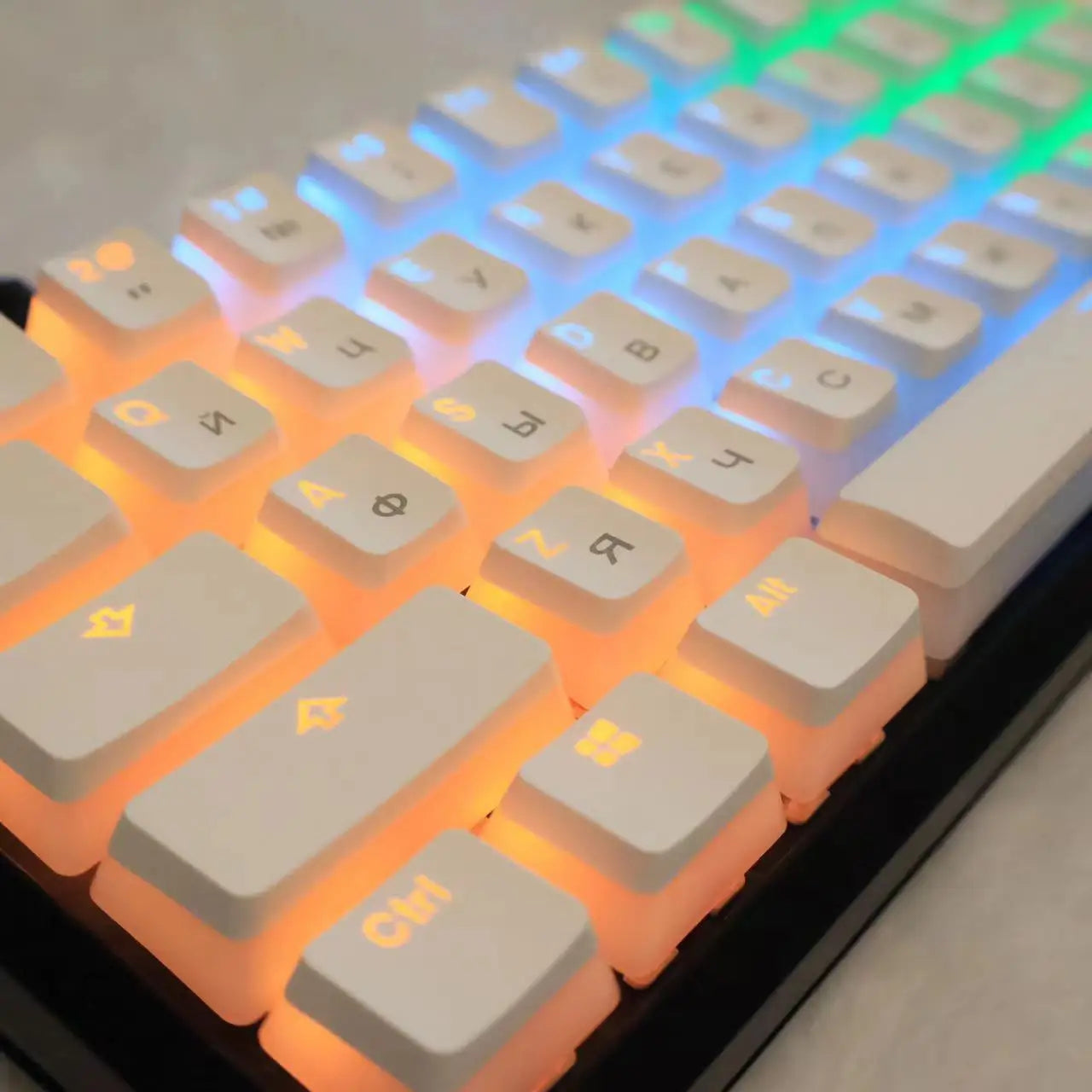 Cyrillic/Russian Pudding Keycaps Layout Keycap for Mechanical Keyboards Keycap Double Shot PBT Full 117 Keys Set Keycaps ISO Key