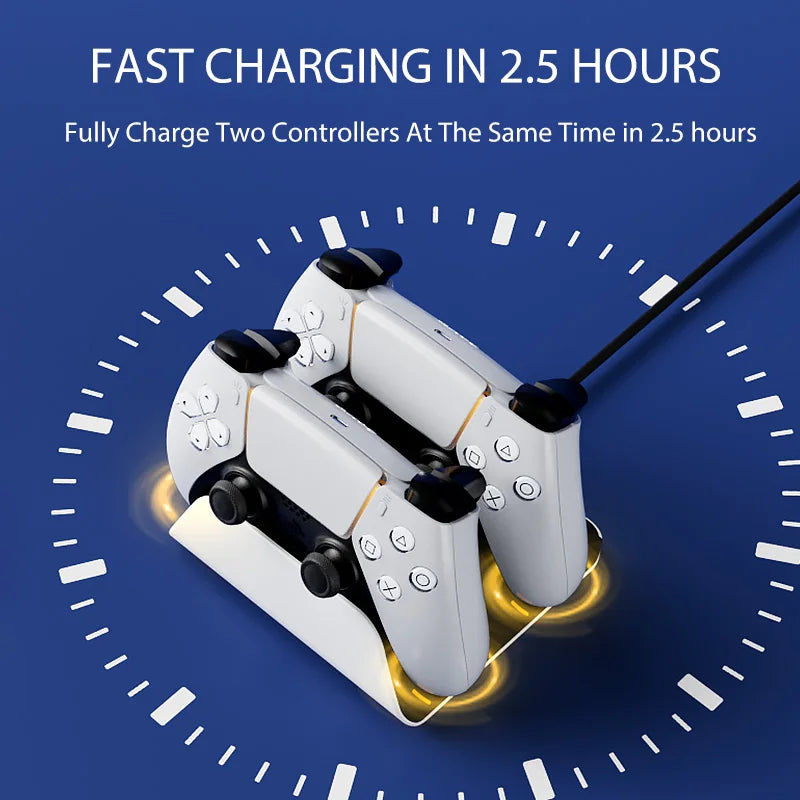 Dual Fast Charging Dock for PS5 Controllers – Wireless Gamepad Charging Station Stand for PlayStation 5 Accessories