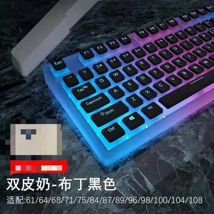 Cyrillic/Russian Pudding Keycaps Layout Keycap for Mechanical Keyboards Keycap Double Shot PBT Full 117 Keys Set Keycaps ISO Key