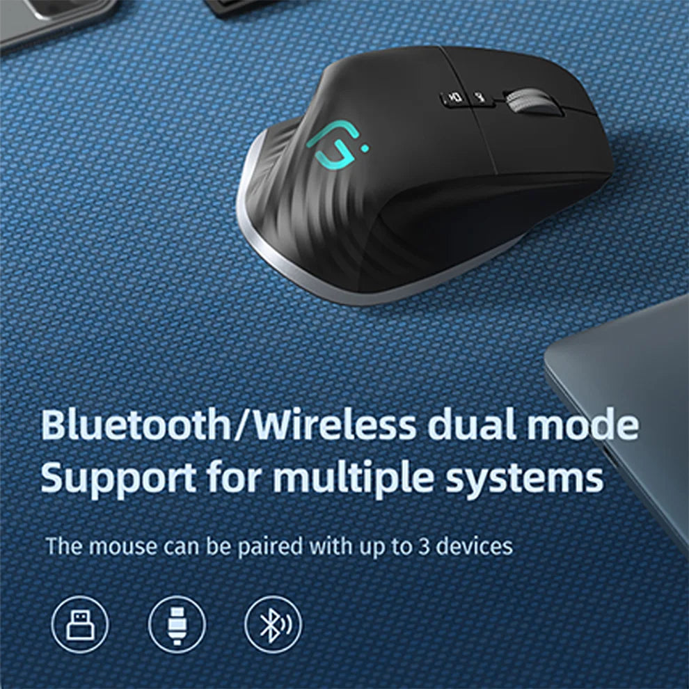 Bluetooth +2.4G Wireless Mouse Rechargeable 12 Colors RGB LED Gaming Mouse Ergonomic Mice for Gamer Computer Laptop iPad