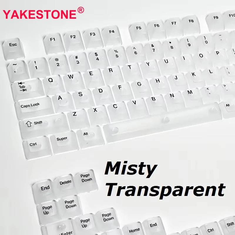 132 Keys Transparent Keycaps with Multi-Language English/ Korea /Russian for Mechanical Keyboard AK820 Pro Clear/ Misty Surface