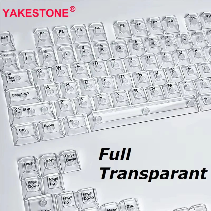 132 Keys Transparent Keycaps with Multi-Language English/ Korea /Russian for Mechanical Keyboard AK820 Pro Clear/ Misty Surface