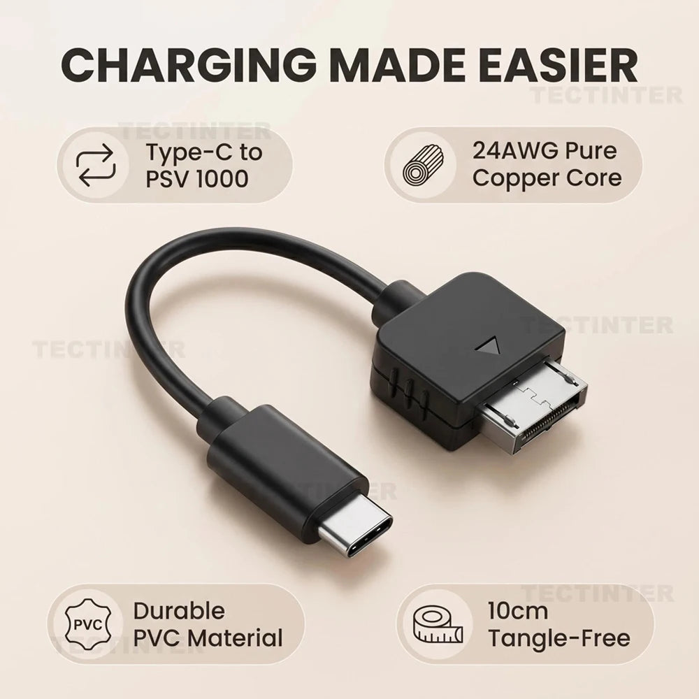 For PS Vita 1000 Console USB C Cable Charging Adapter Type C LED Power Convert Wire Cord for Playstation PSVita 1000 Accessories