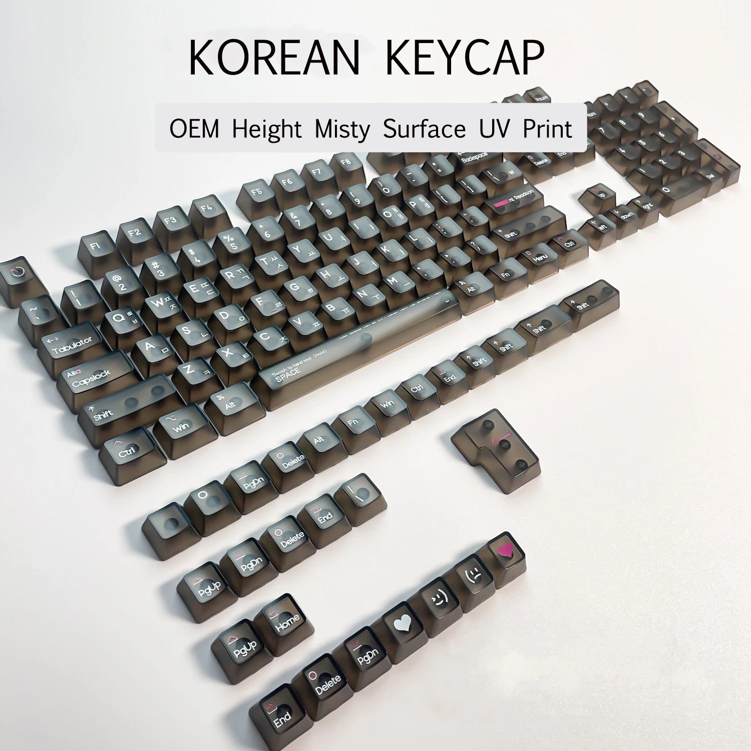 132 Keys Transparent Keycaps with Multi-Language English/ Korea /Russian for Mechanical Keyboard AK820 Pro Clear/ Misty Surface