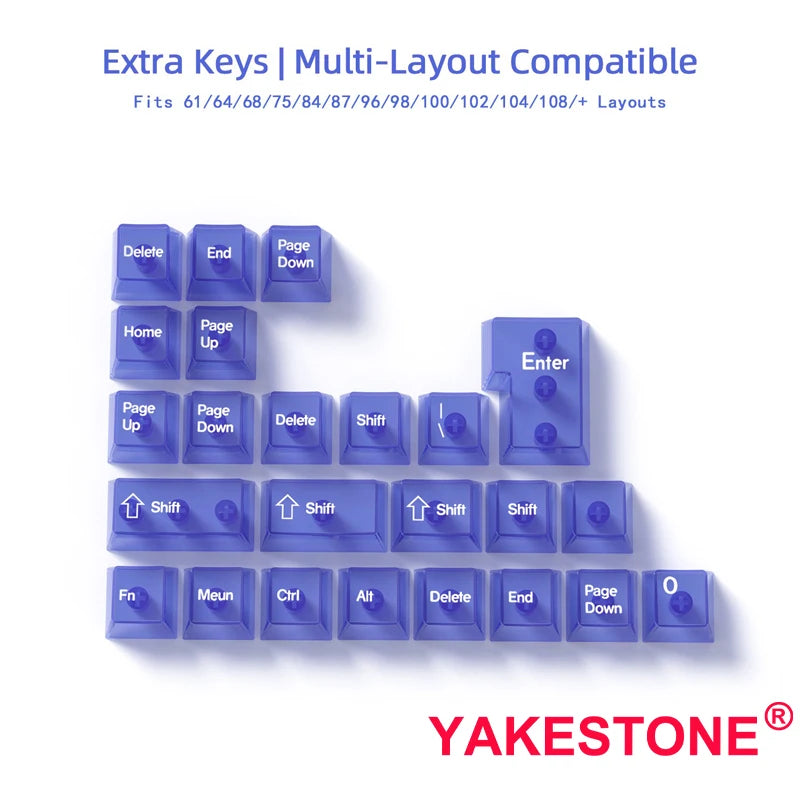 132 Keys Transparent Keycaps with Multi-Language English/ Korea /Russian for Mechanical Keyboard AK820 Pro Clear/ Misty Surface