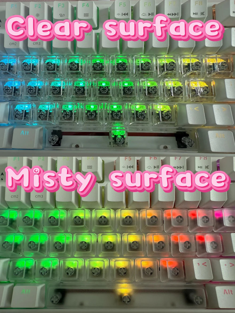 132 Keys Transparent Keycaps with Multi-Language English/ Korea /Russian for Mechanical Keyboard AK820 Pro Clear/ Misty Surface