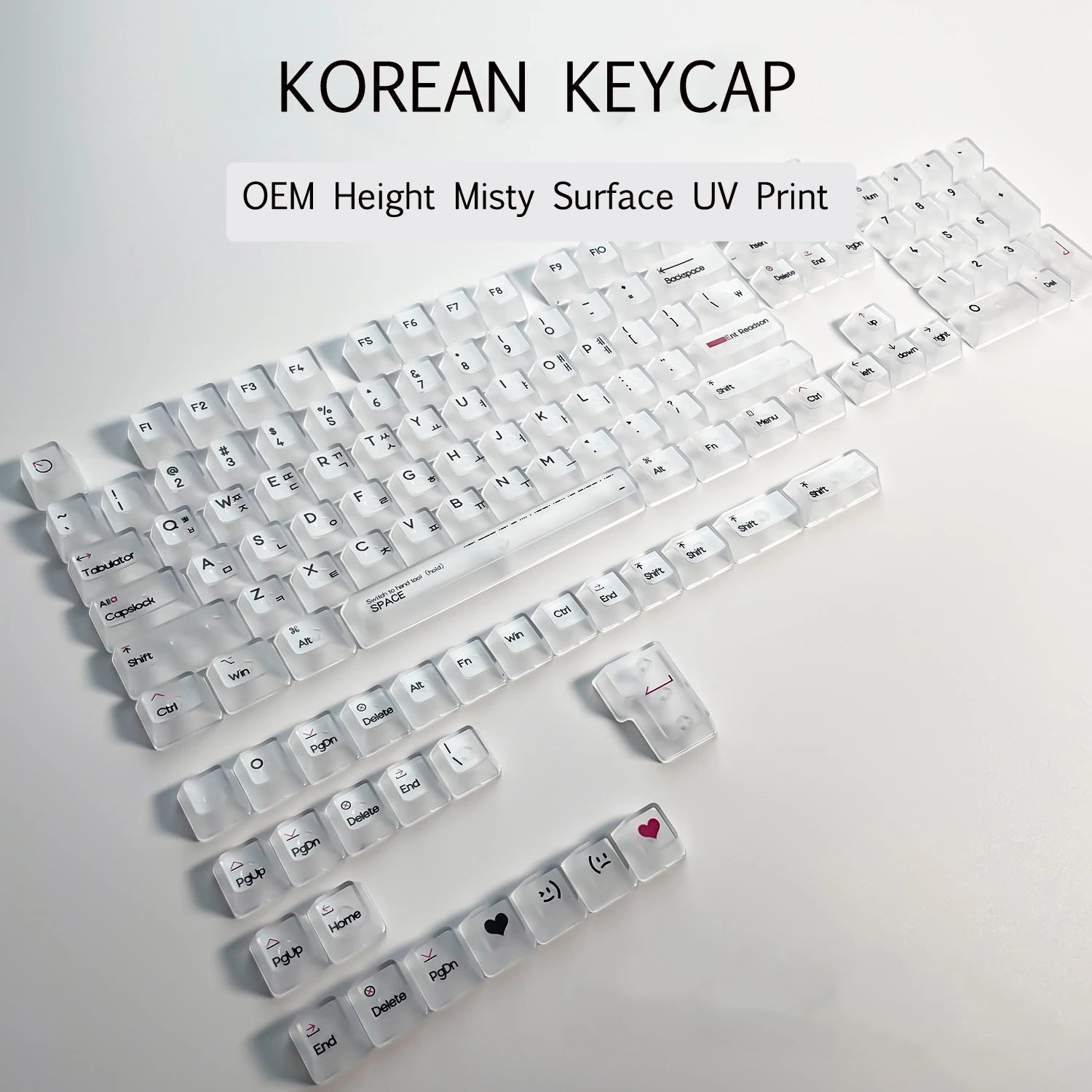 132 Keys Transparent Keycaps with Multi-Language English/ Korea /Russian for Mechanical Keyboard AK820 Pro Clear/ Misty Surface