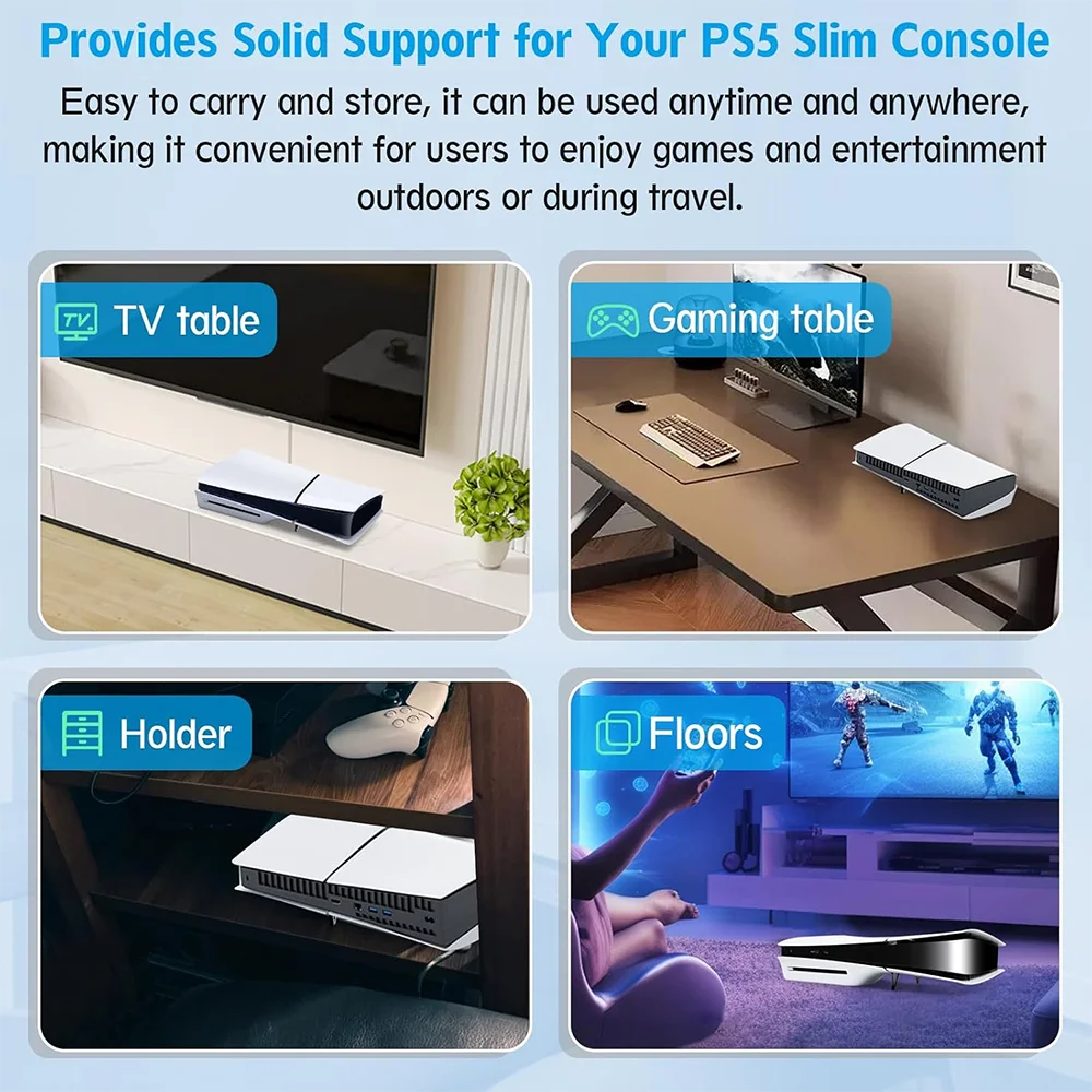 Horizontal Stand For PS5 Slim/Pro Accessories Disc/Digital Game Console Acrylic Holder Transprent Triangle Base For Playstation5