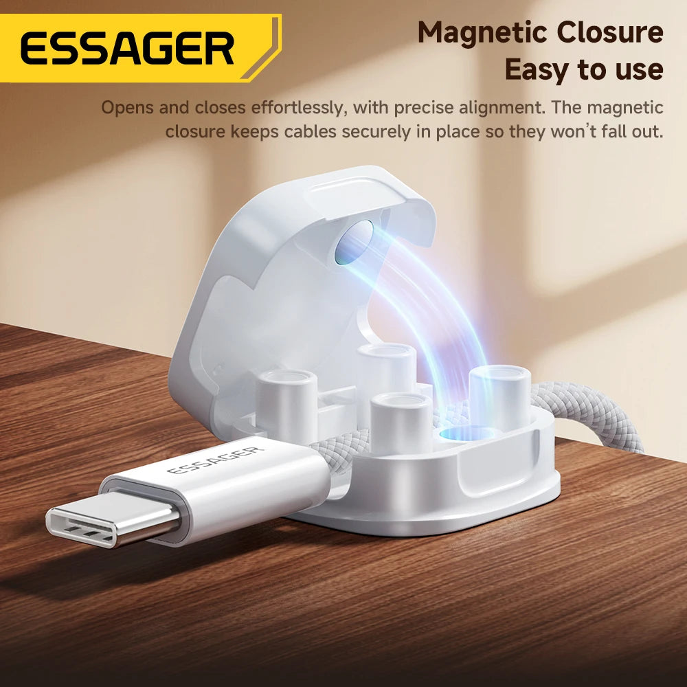 Essager Magnetic Cable Clips Cable Smooth Adjustable Cord Holder Cable Management Wire Keeper Under Desk Cable Organizer Holder
