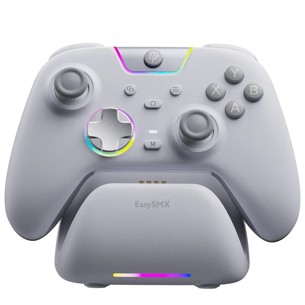EasySMX X05Pro Charging Dock Controller for PC/Switch/Phone, Silent Button, 1000mAh Battery, Hall Joystick, RGB, Ergonomic Grip