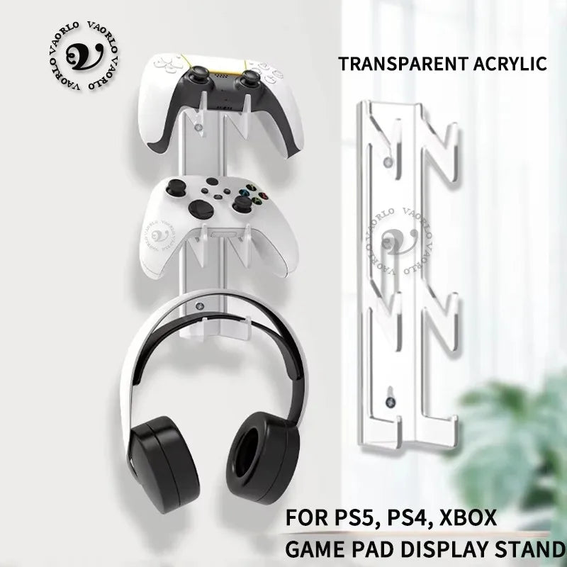 3in1 Clear Wall Mounted Storage Rack Headset Gamepad Display Stand Holder for PS5 PS4 XBOX Switch Controller Gaming Accessories