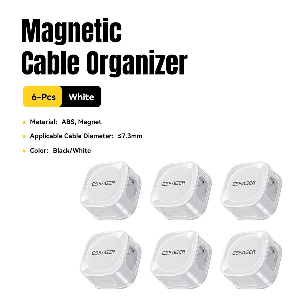Essager Magnetic Cable Clips Cable Smooth Adjustable Cord Holder Cable Management Wire Keeper Under Desk Cable Organizer Holder