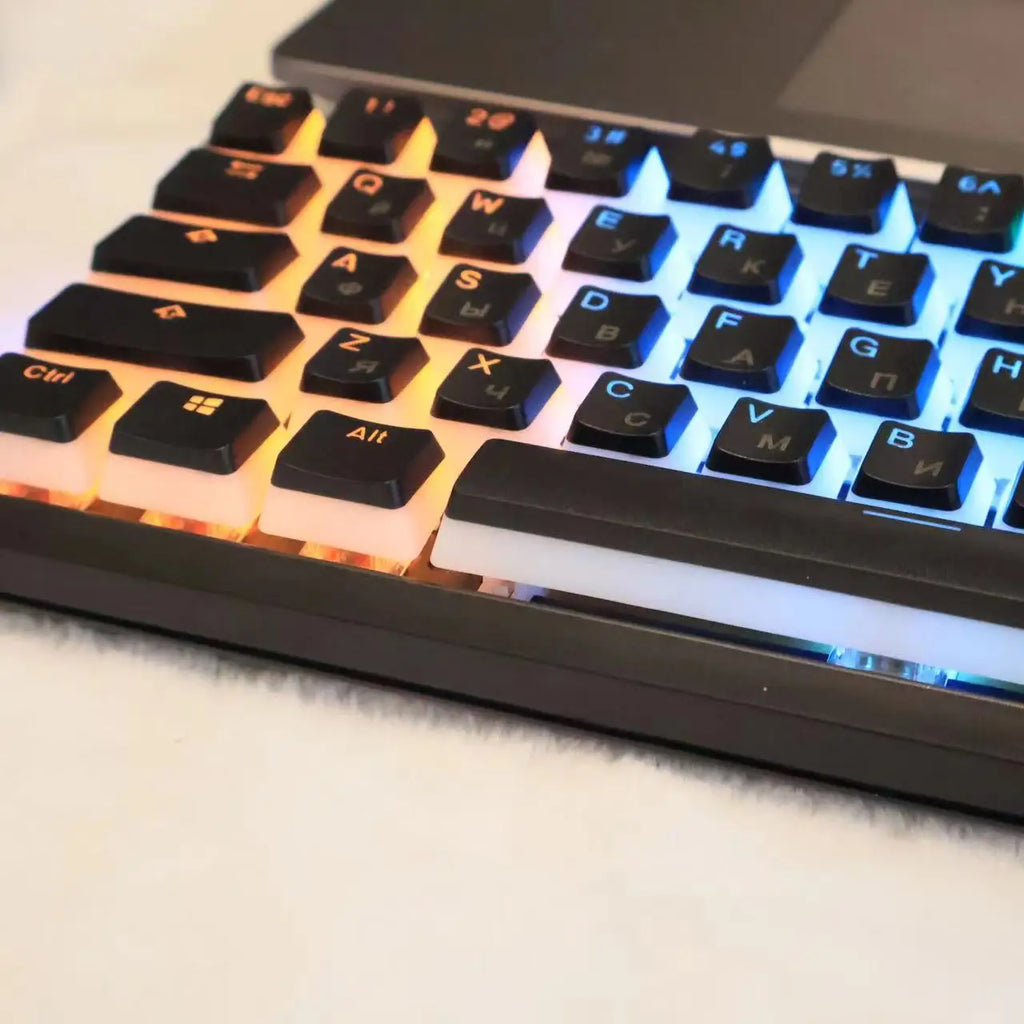 Cyrillic/Russian Pudding Keycaps Layout Keycap for Mechanical Keyboards Keycap Double Shot PBT Full 117 Keys Set Keycaps ISO Key