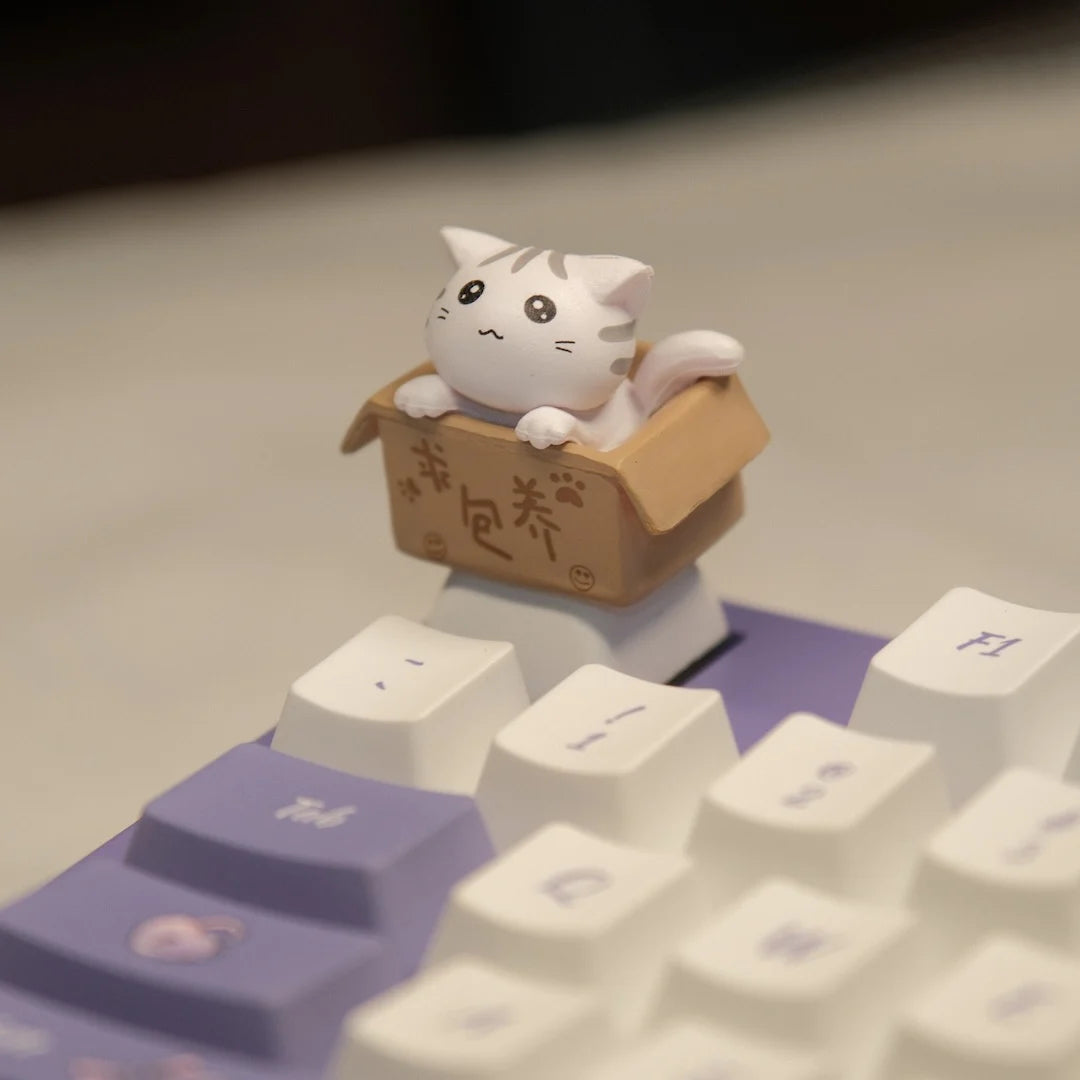 Cute Cat Keycap for Mechanical Keyboard, OEM R4 Profile, Novelty 3D Animal Keycap for MX Switches, Kawaii Desk Accessories, Funn