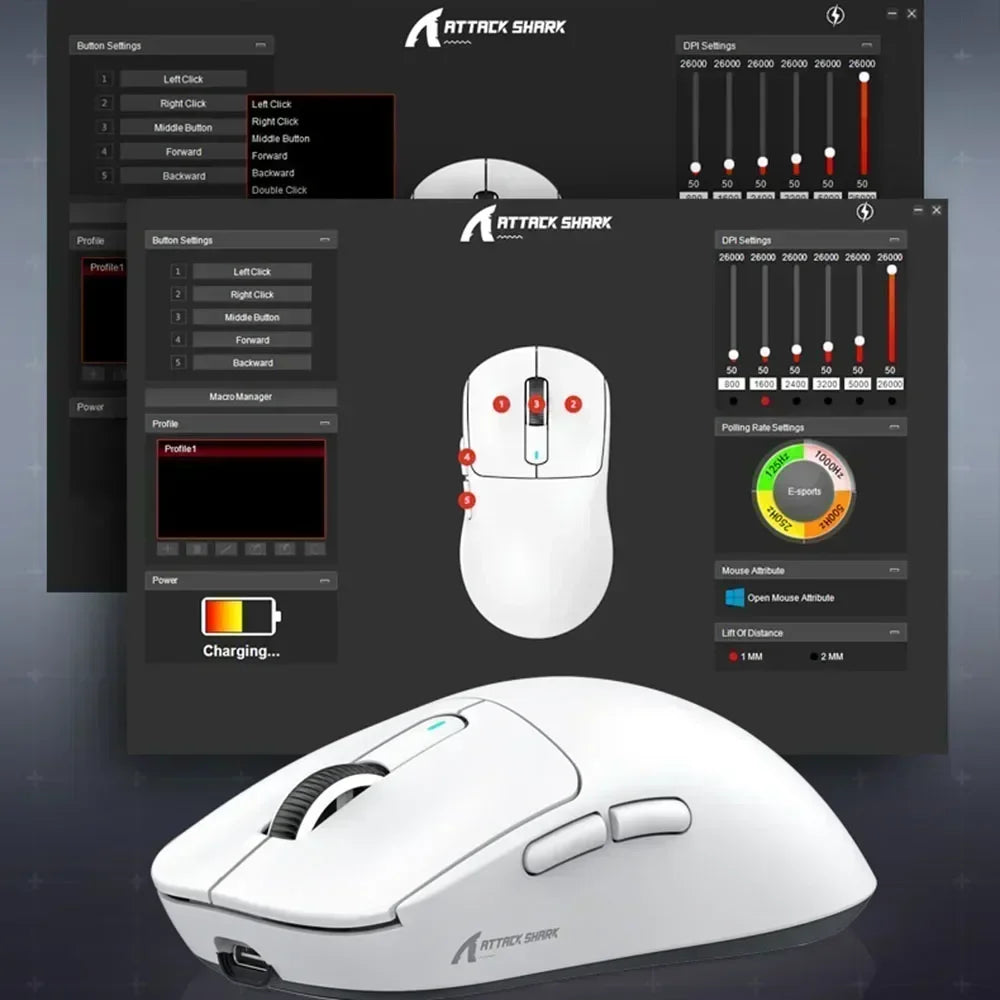 Attack Shark  X3 PAW3395 26KDPI Wireless Mouse Lightweight  Tri-Mode Connection Macro Gaming Mouse  for Win/Xbox/PS/Mac
